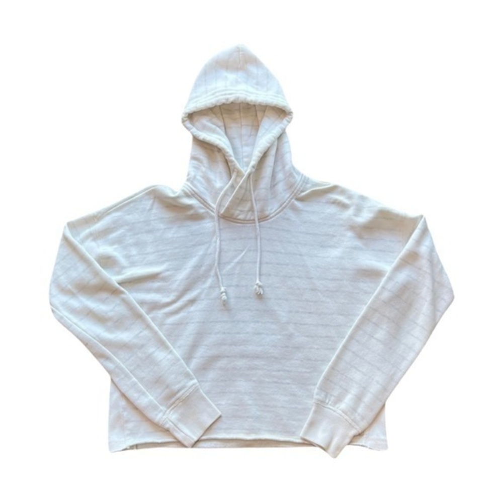 Abercrombie & Fitch Women’s White Grey Striped Cropped Fit Pullover Hoodie